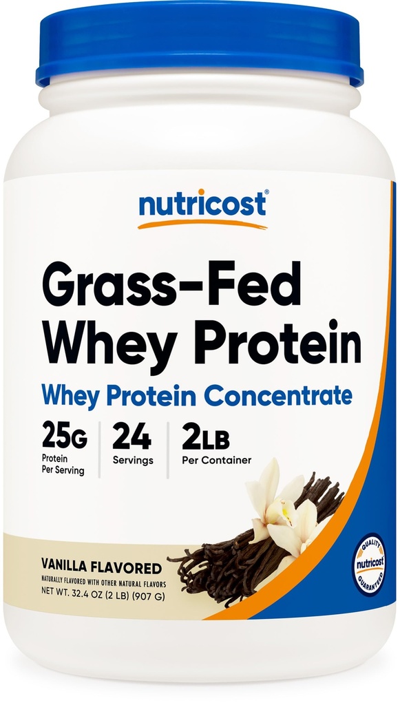 Nutricost Grass- Fed Whey Protein Koncentrat (Vanilla) 2LBS - Ikke denatureret, Non- GMO, Gluten Free
