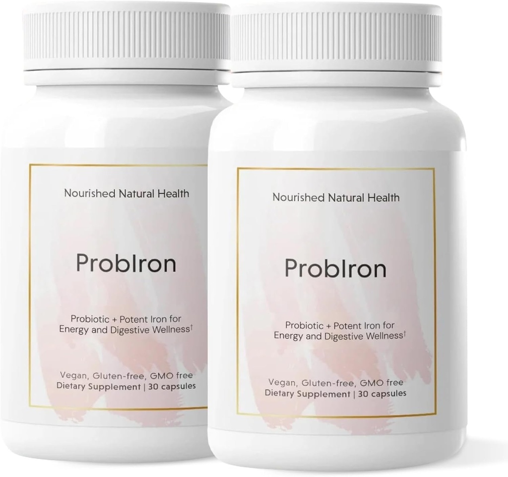 Nourised Natural Health PropoIron - Kvinder Probiotika + jern supplement boostet med C-vitamin og kobber - Vegan Formel for energi og fordøjelse Wellness - 60 kapsler