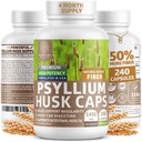 N1N Premium Psyllium Husk kapsler [Alle naturlige, 1450 MG] Kraftfuld Opløselig Fiber supplement til støtte regelmæssighed og fordøjelse, 240 Caps