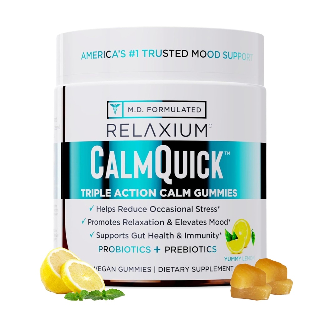 Relaxium Calm Gummy, udviklet i USA, med vitamin B6, Magnesium, og L- Theanine, En Gummy per Serving, 60 Gummies