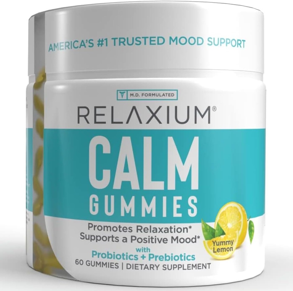 Relaxium Calm Gummy, udviklet i USA, med vitamin B6, Magnesium, og L- Theanine, En Gummy per Serving, 60 Gummies