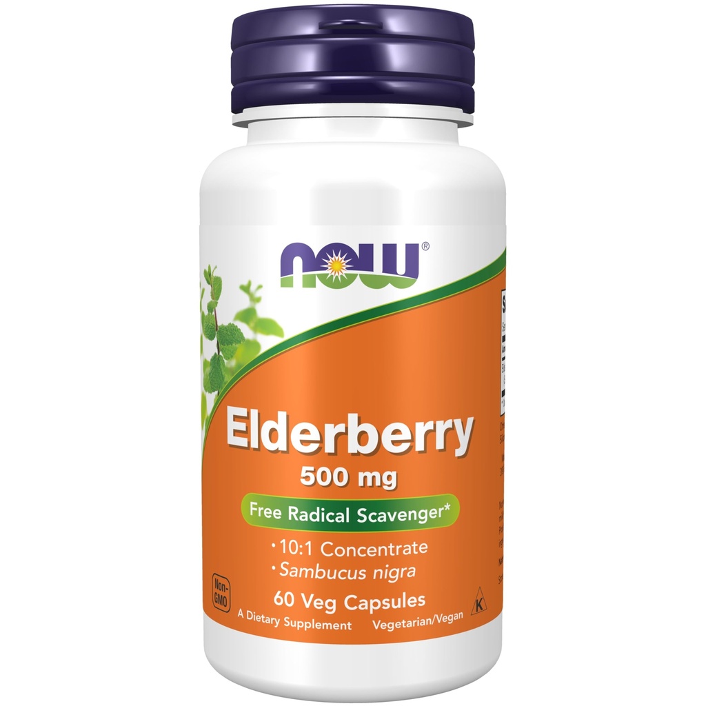 NU Foods Supplements, Elderberry (Sambucus nigra) 500 mg, 10: 1 Koncentrat, 60 Veg kapsler