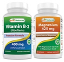 Bedste Naturals Vitamin B2 (Riboflavin) 400mg & Magnesium Glycinate 425 mg