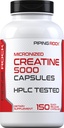 Piping Rock Creatin Monohydrat Kapsler 124; 5000mg