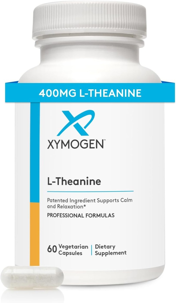 XYMOGEN L- Theanin - Patenteret suntheanin L theanin 400mg per servering - Aminosyre supplement til støtte rolig + afslapning uden Drowsiness, leversundhed (60 kapsler)
