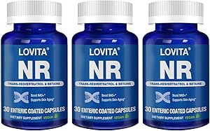 Lovita NR (Nicotinamide Riboside) 350 mg, NAD Supplement with Trans-Resveratrol and Betaine, Promote NAD Plus Levels, Healthy Aging, 30 Vegan Enteric-Coated Capsules