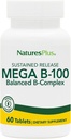 NaturesPlus Mega B- 100 Complex - 60 Vedvarende udgivelsestabletter - Balanceret B Complex - Energistøtte - Vegetarisk, Gluten Free - 60 Servering