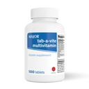 MAJOR Tab- A- Vite Multivitamin Tablets - Gluten- Free Multivitamin for voksne, Understøtter samlet sundhed, Multimineral Supplement, 1000 Tæl
