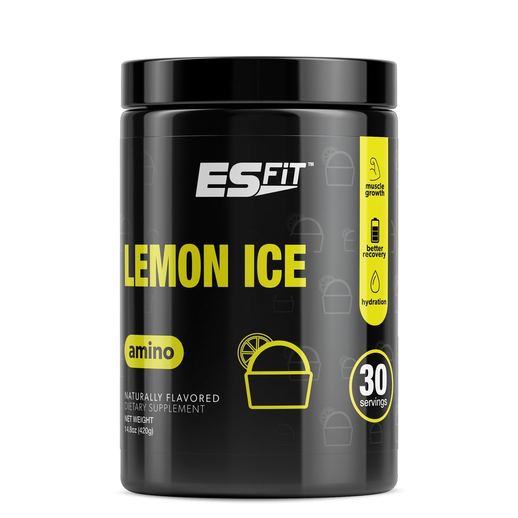 Aminopulver - Pre and Post Workout med Electrolytes - BCAA 2: 1: 1 Ratio, Aminosyrer, Superior Smag, Testet og Certificeret, Lemon Ice, 30 Servere