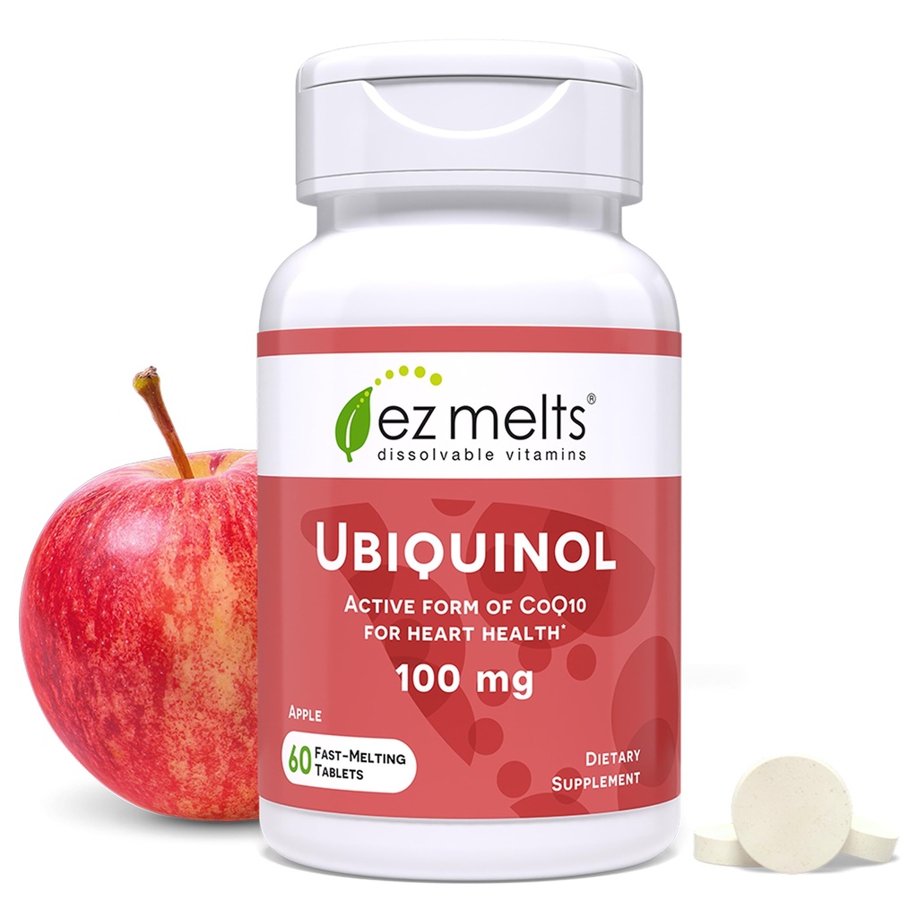 EZ smelter opløselig Ubiquinol 100mg, aktiv form af CoQ10, hjerte sundhed kosttilskud til mænd og kvinder, sukkerfri, 2-måned levering - 1 pakke