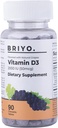 Briyo Vitamin d3 tyggetabletter - 2000 IE (50 mikrogram per servering) - Lækker naturlig Grape Flavor, 90 Greve