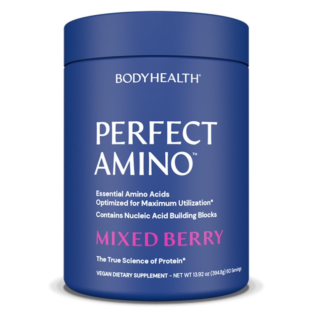 BodyHealth PerfectAmino Powder - BCAA og EAA Powder til Pre and Post Workout - Amino Acid Energy Drink for mænd og kvinder til at støtte Lean Muscle og inddrivelse - Blandede Berry - 60 Servering