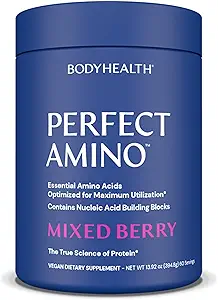 BodyHealth PerfectAmino Powder - BCAA og EAA Powder til Pre and Post Workout - Amino Acid Energy Drink for mænd og kvinder til at støtte Lean Muscle og inddrivelse - Blandede Berry - 60 Servering