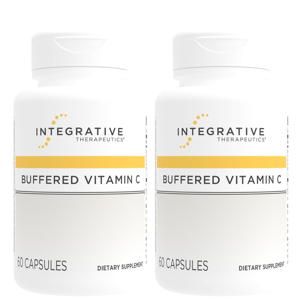 Integrative Terapeutics Buffered Vitamin C - Antioxidant Support for Sund Hud & Connective Væsker * - Vegan & Gluten- Free - 60 Kapsler (2 Pack)