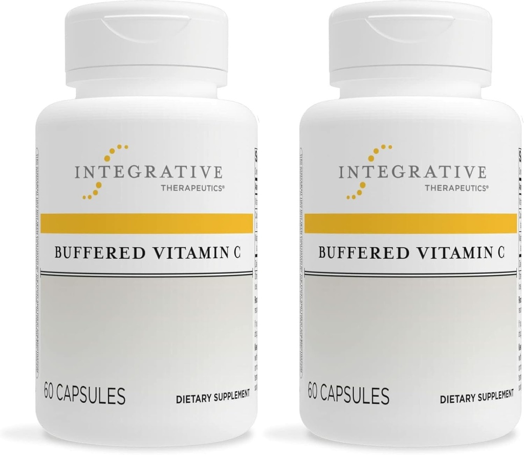 Integrative Terapeutics Buffered Vitamin C - Antioxidant Support for Sund Hud & Connective Væsker * - Vegan & Gluten- Free - 60 Kapsler (2 Pack)