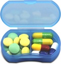Pill Case for Purse Small Pill Organizer Portable Rejse Daily Pill Containers AM & PM Mini Pill Box Vitamin, Fish Oil, Supplement Holder (blå)