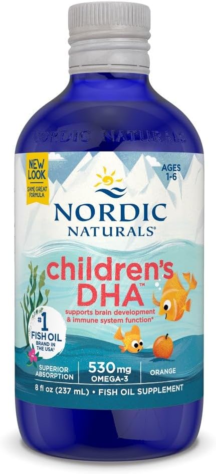 Nordic Naturals Children’s DHA, Orange - 8 oz for Kids - 530 mg Omega-3 with EPA & DHA - Brain Development & Function - Non-GMO - 96 Servings