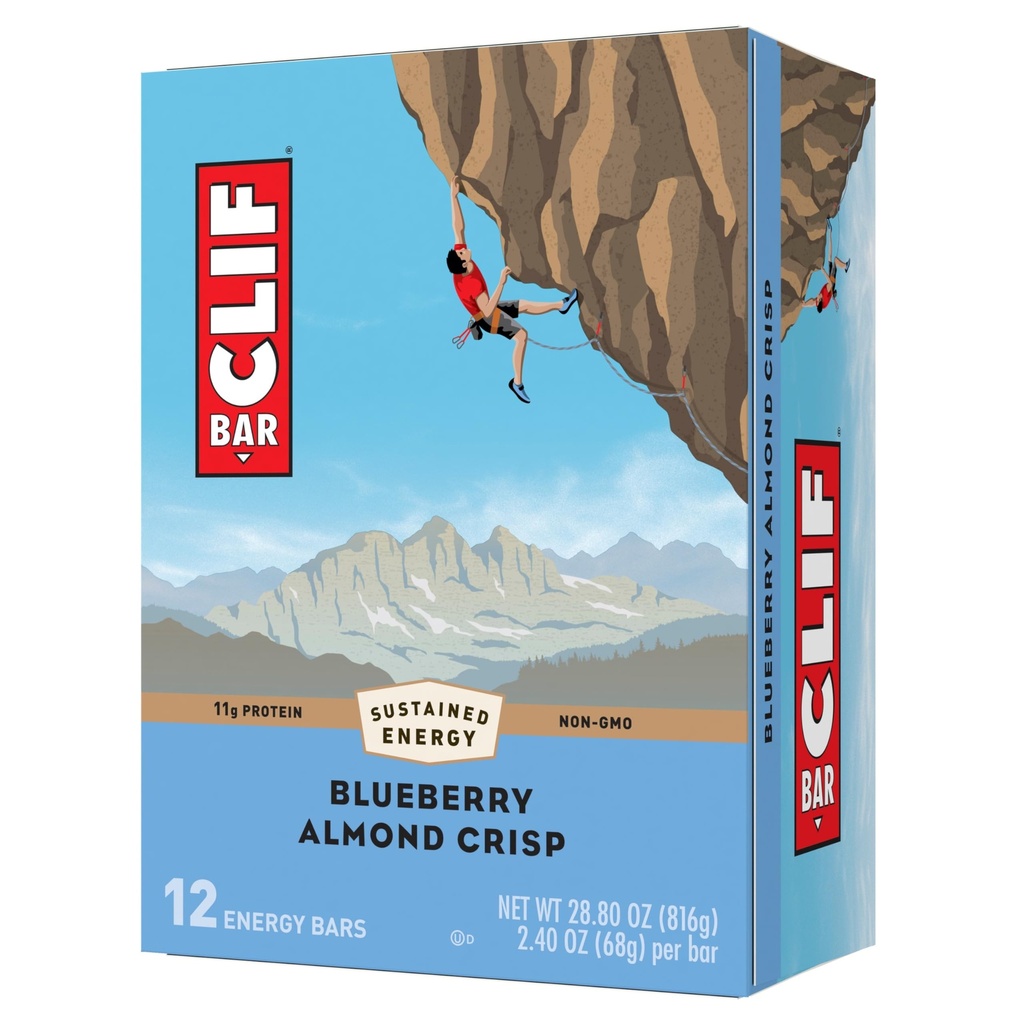 CLIF BAR - Blåbær Mandel Crisp - Lavet med Økologisk Havre - Non-GMO - Plant Based - Energy Bars - 2.4 oz. (12 Pack)