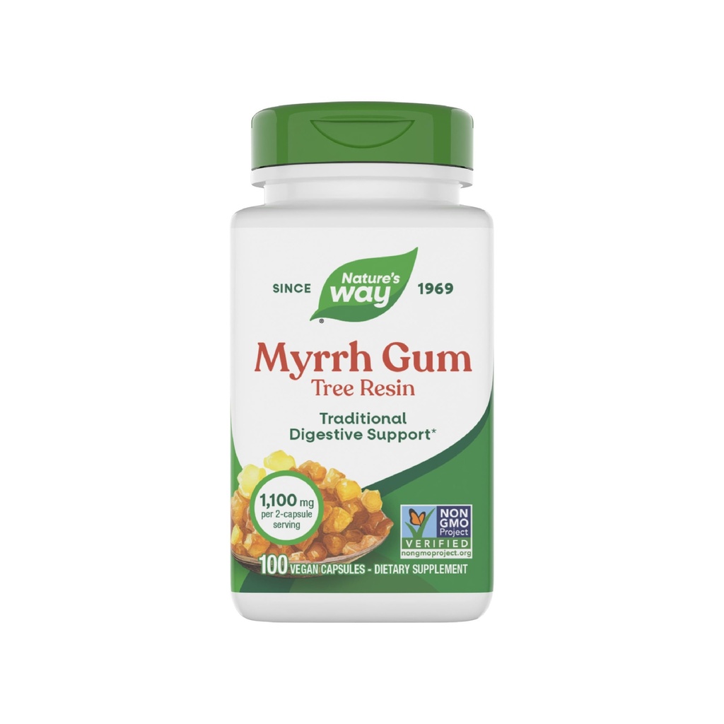 Nature 's Way Myrrh Gum Tree Resin, Traditional fordøjelsesstøtte *, 1,100mg Per Serving, 100 kapsler (Packaging May Vary)