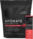 Sportsforskning Hydrate Electrolytes Powder Packets - Sugar- Free & naturligt tilsat vitaminer, mineraler og kokos vand - Understøtter hydrering - 16 Packets - Cherry Pomegranate