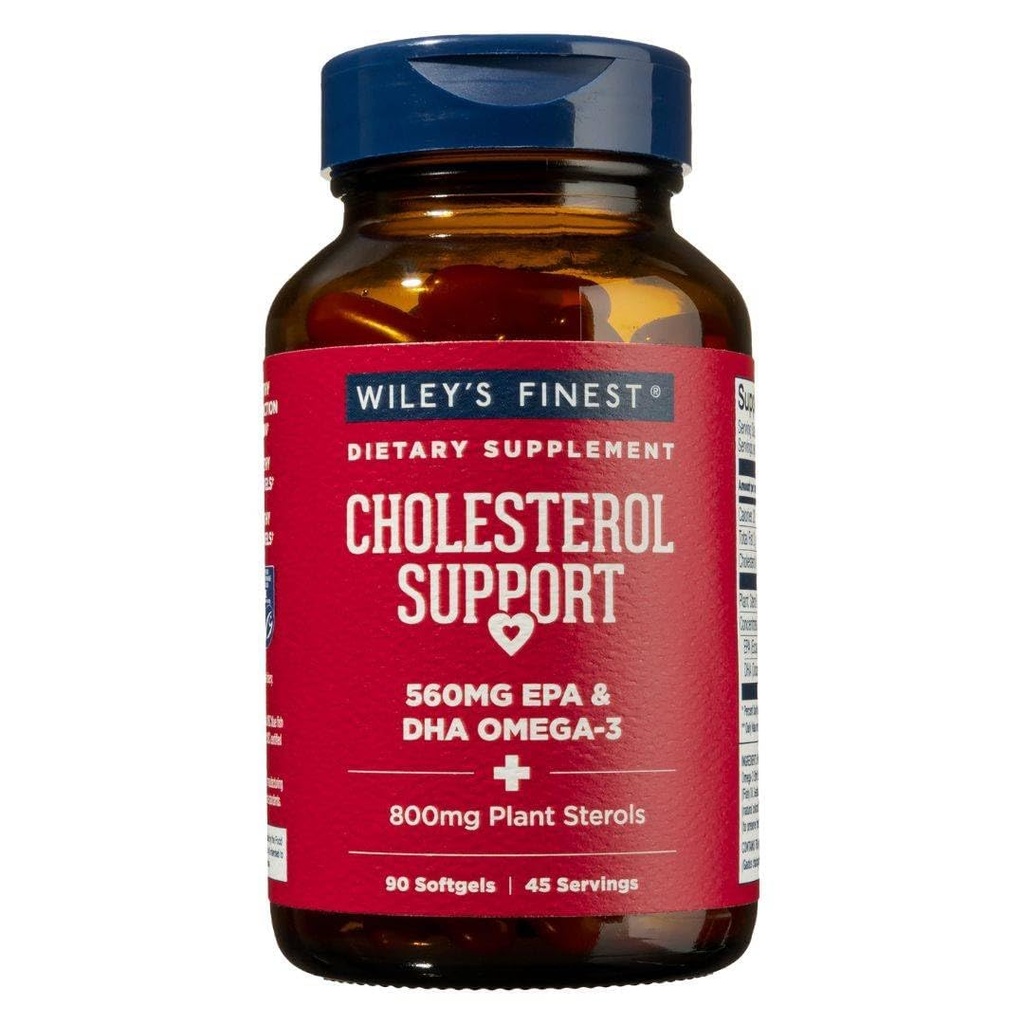 Wiley 's Finest Wild Alaska Fish Oil Cholesterol Support - Heart Health Supplement for mænd og kvinder - 560mg Omega- 3s - 90 Softgels (45 Servere)