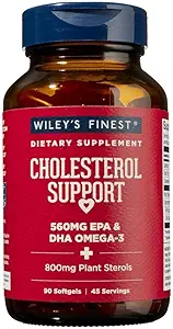 Wiley 's Finest Wild Alaska Fish Oil Cholesterol Support - Heart Health Supplement for mænd og kvinder - 560mg Omega- 3s - 90 Softgels (45 Servere)