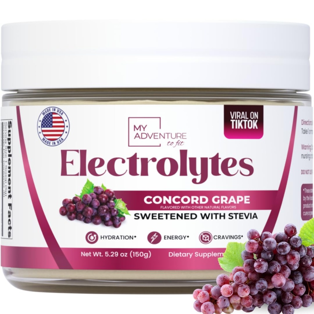 Zero Sugar - Concord Grape Electrolytes Powder - Meget genopfriskende hydrering - Koffein Free Energy med alle naturlige ingredienser - Vegan, Keto & Paleo - Sukker Free Electrolytes Drink Mix - 30 Serveringer