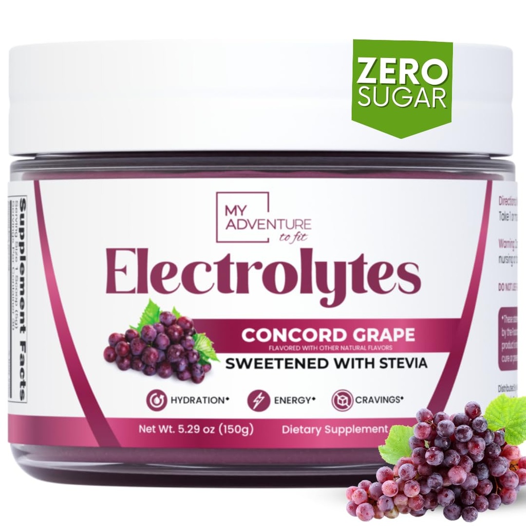 Zero Sugar - Concord Grape Electrolytes Powder - Meget genopfriskende hydrering - Koffein Free Energy med alle naturlige ingredienser - Vegan, Keto & Paleo - Sukker Free Electrolytes Drink Mix - 30 Serveringer