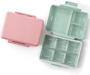 2 Pack 9 Compartments Travel Pill Organizer Box Fugt Bevis Lille Pill sag for Pocket Purse Daily Pill Holder Container for Medicine Vitami