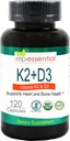 ELP VÆSENTLIGE vitamin K2 med D3 supplement ben og hjerte sundhed, kapsler K2 + D3 vitaminer 120 kapsler