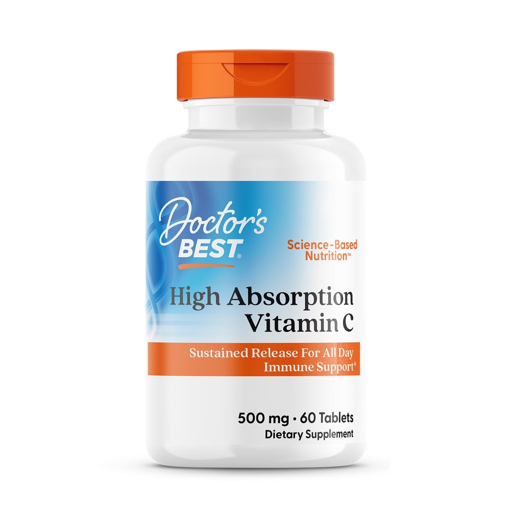 Læger Bedste High Absorption C-vitamin med PureWay-C, Vedvarende udgivelse for All Day immunforsvar, Non- GMO, Gluten Free, Soy Free, Vegan 60 tabletter