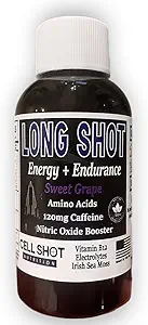 Sweet Grape Long Shot - 4 Pack - Nitrogenoxid Booster, Koffein, Nootropics, Electrolytes, Aminosyrer - Natural Endurance and Performance Enhancement