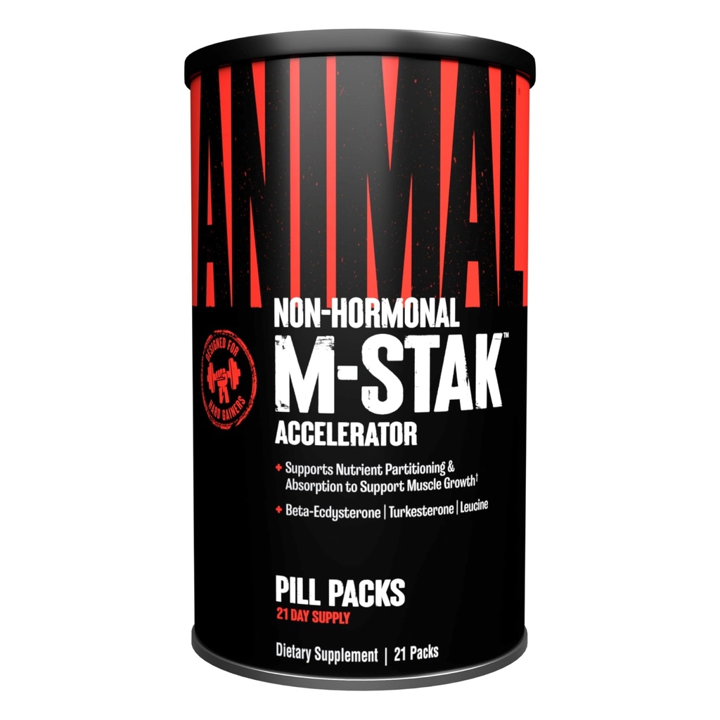 Animal M- Stak - Muscle Builder og anabolske Mass Gainer Supplement til Bodybuilding - Lean Muscle Growth, Amino Complex og Pre Workout Energy, 21 pakker