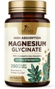 Magnesium (Glycinate) - Magnesiumtillæg for hjertesundhed, nerve, muskel, ben og søvn - 100% chelated & High Absorption - 250 mg per servering - Gluten Free, Vegan, Non- GMO - 120 Tæl