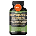 Gade Nutrition Resveratrol Berberine Quercetin Grape Seed Extract Green Tea Extract N- Acetyl Cysteine - 14 i 1 Complex supplement til kvinder og mænd med potent antioxidanter - Lavet i USA