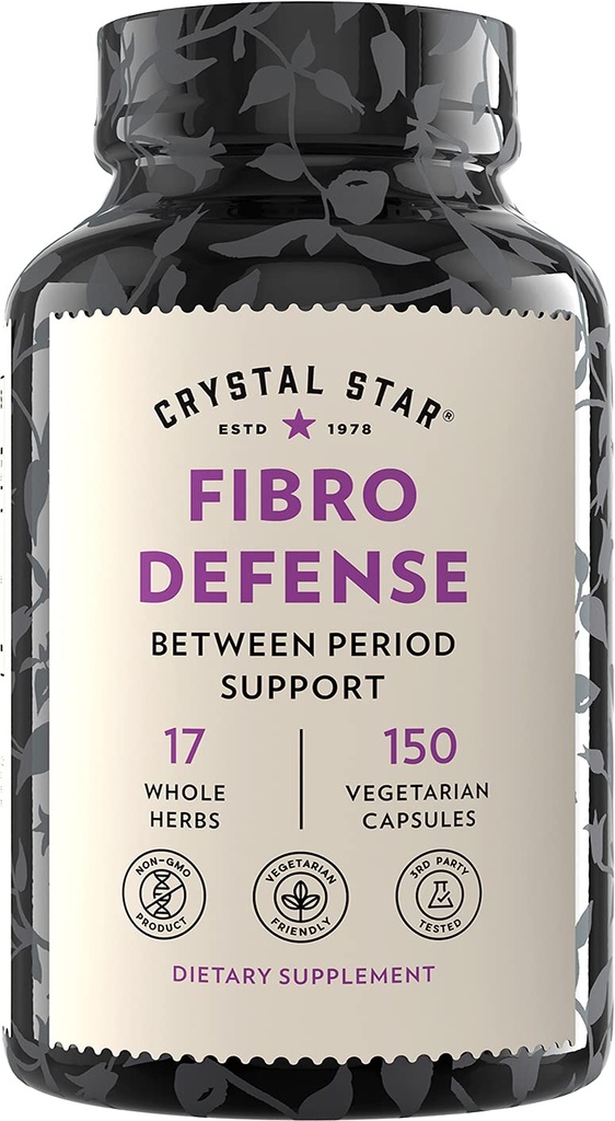 Crystal Star Fibro Defense, 150 kapsler - Bryst & Uterine sundhed mellem perioder - Natural Herbal Supplement Caps for kvinder - Vegetarisk, Ikke GMO