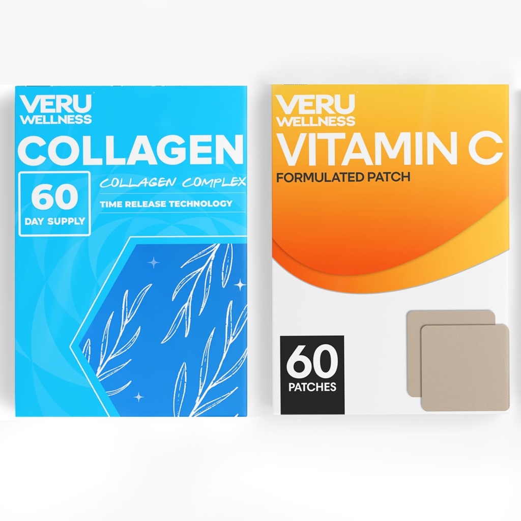 Veru Wellness Anti Aging Duo Lifestyle Patches Collagen C - Selvhængende tidsfrigørelse Topical Patch, 8-10 Timer (60 dages forsyning)
