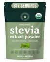 Organic 100% Pure Stevia Powder, 4 oz, Tilfredsstiller Sweet Cravings, Lawers Blood Sugar Nivels for Diabetics, Bulk Poweded Stevia Extract Sweetener for bedre bagning & drikke, 800 + Serveringer af NatriSweet