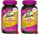 Naturen er i live! Hår, Hud & Nails Gummies, Advanced Beauty Formel *, with Biotin and Collagen, Strawberry Flavored, 60 Gummies (Packaging May Vary) (pakke med 2)