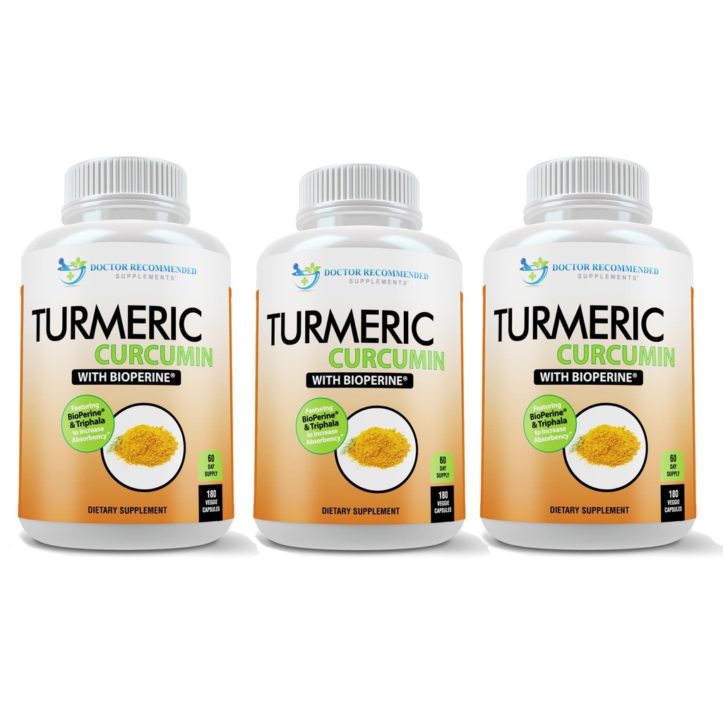 Gurkemeje supplement - 2250mg / d - Veggie Caps - 95% Curcuminoider med sort peber ekstrakt (Bioperine) - 750mg kapsler - 100% økologisk - mest kraftfulde gurkemeje (pakke med 3)