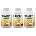 Gurkemeje supplement - 2250mg / d - Veggie Caps - 95% Curcuminoider med sort peber ekstrakt (Bioperine) - 750mg kapsler - 100% økologisk - mest kraftfulde gurkemeje (pakke med 3)