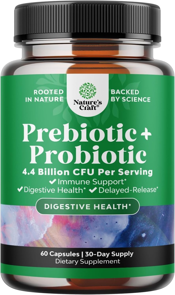 Prebiotika og probiotika Gut Health Supplement - Super Potent fordøjelsesmiddel Probiotiske kapsler med mænd og kvinder Probiotika og Prebiotika til kolon fordøjelsesstøtte og immunitet