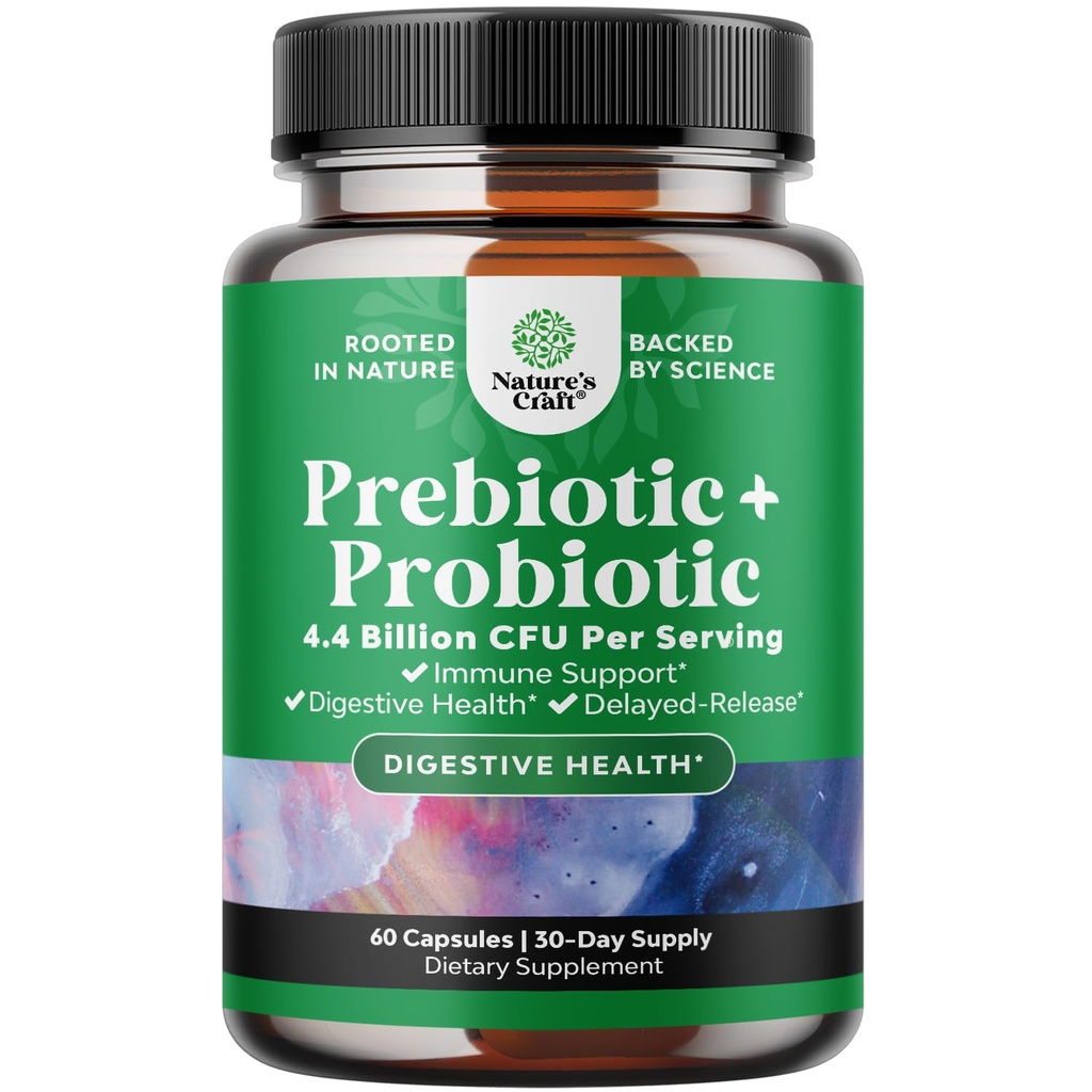 Prebiotika og probiotika Gut Health Supplement - Super Potent fordøjelsesmiddel Probiotiske kapsler med mænd og kvinder Probiotika og Prebiotika til kolon fordøjelsesstøtte og immunitet