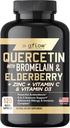 Quercetin med Bromelain Zink Vitamin C Vitamin D Elderberry - 120 Veggie kapsler, Non-GMO, Gluten- fri