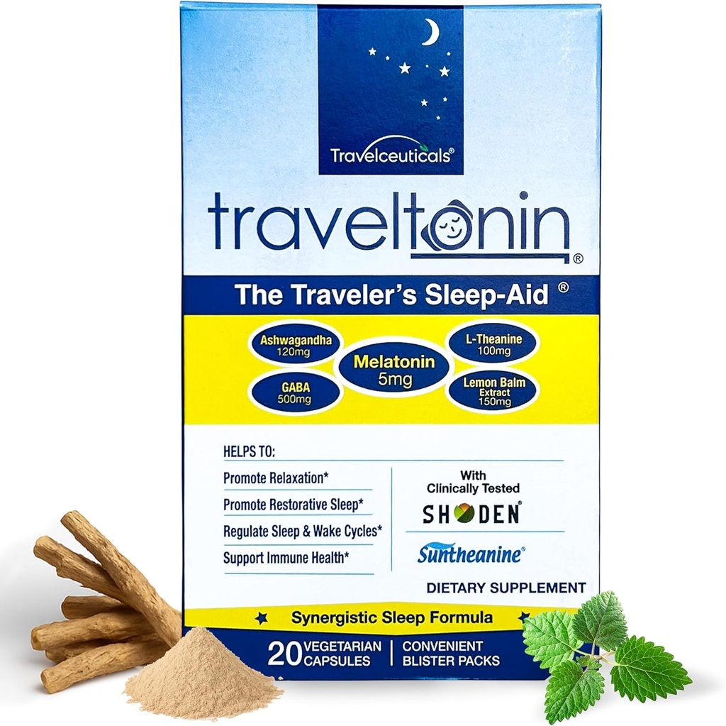 Rejsestøtte 124; Få Jet Lag Relief, Restorative Sleep, immunsupport.124; Flight, Hotel Essential