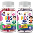 Jerngumier til børn og zinkgumier til børn. Jern Vitaminer med vitamin C. Zink tyggetøj til immunforsvar - kraftfulde naturlige antioxidant non-GMO supplement til børn mænd voksne