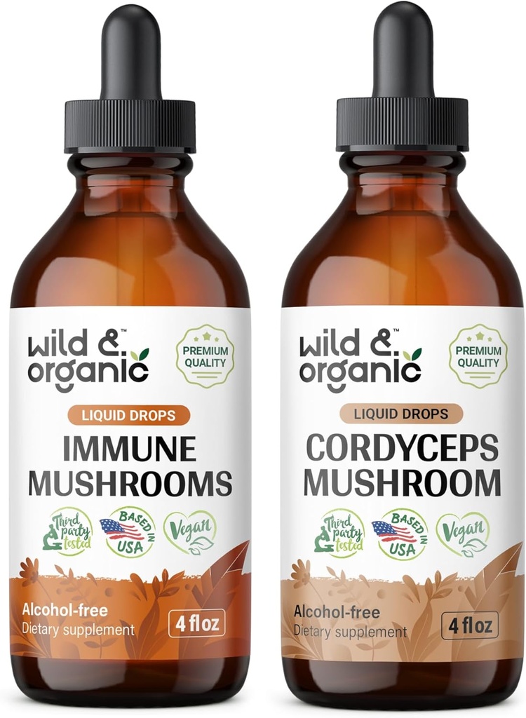 Wild & Organic immunsvamp Tinktur 4 fl oz & Cordyceps Tinktur 4 fl oz