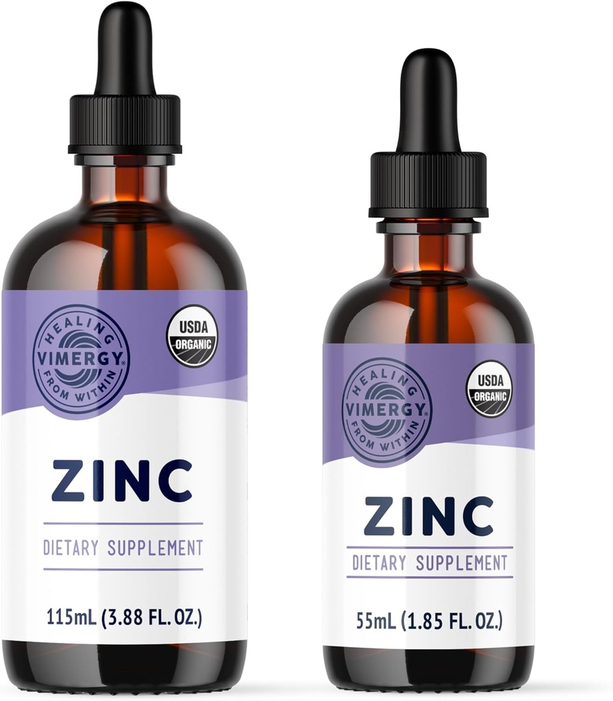 Vimergy USDA Organic Zink (115mL) og (55mL) Bundle