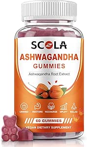 Ashwagandha Gummies, Rolig Gummies med Ashwagandha Root Extract Vitamin D Zink, Ashwagandha tillæg for søvn stress balance, Vegan, Non- GMO, Gluten- Free, 60 Greve
