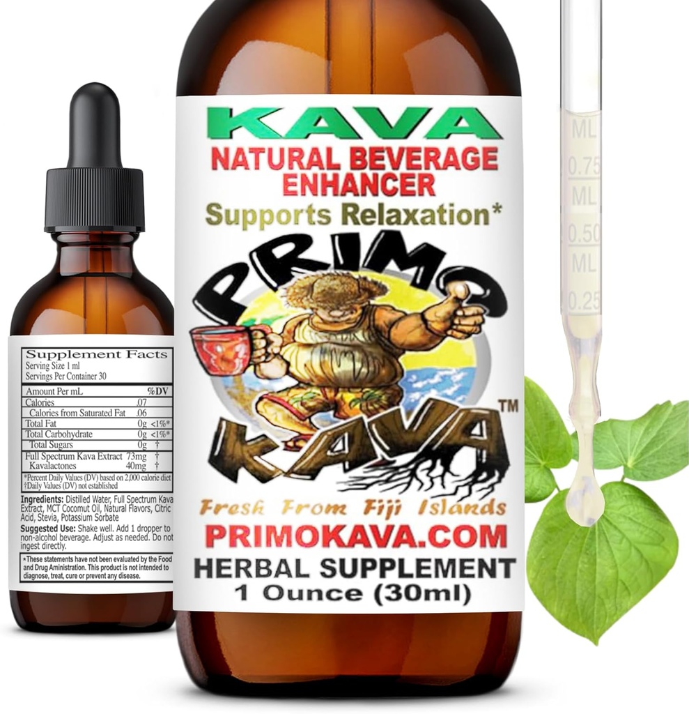 Kava Drops Mex124; Vand Opløseligt Kava Extract Mex124; Koncentreret Tincture Beverage Enhancer Mex124; Autentisk Kava Kava fra Fiji, 40mg Kavalactoner Mex124; 1oz